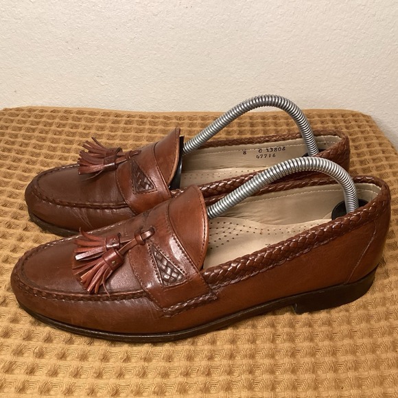 Allen Edmonds Maxfield Leather Tassel Loafers Mens Size 8 C Brown Casual Shoes - Picture 1 of 9